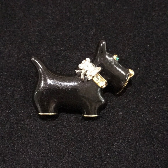 Vintage Black Enamel Scottie Brooch - Picture 1 of 6